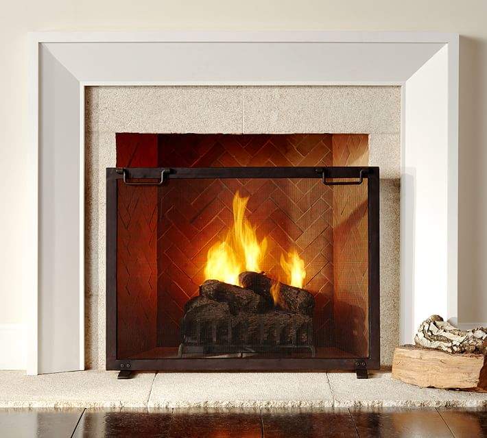 Industrial Fireplace Single Screen Pottery Barn Industrial Fireplace Single Screen