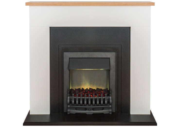 Adam Innsbruck Fireplace Suite in Pure White with Blenheim adam innsbruck fireplace suite in pure white with blenheim electric fire in black 48 inch