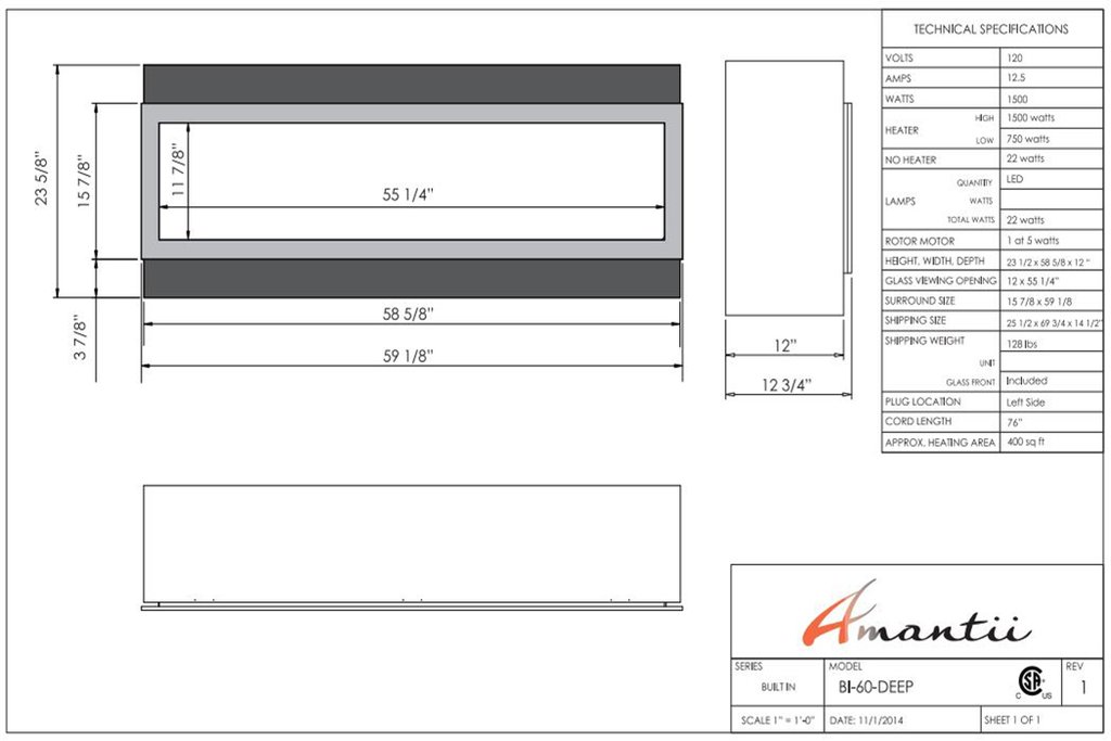 48 Inch Electric Fireplace New Amantii Panorama 60 Inch Deep Built In Indoor Outdoor Electric Fireplace