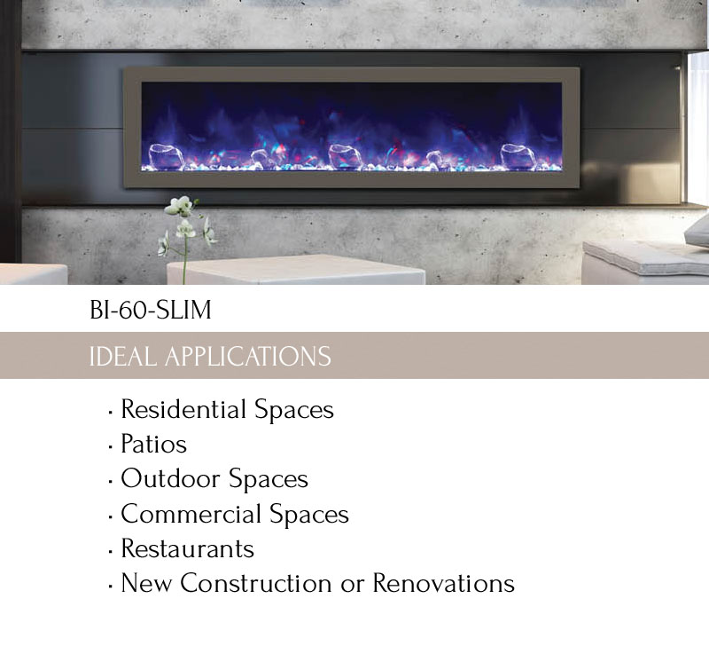 Amantii Electric Fireplace Unique Bi 60 Slim Electric Fireplace Indoor Outdoor Amantii