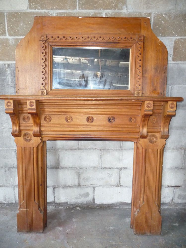 Antique Fireplace Mantel Unique Antique Fireplace Mantle Eastlake Mirror butternut Wood