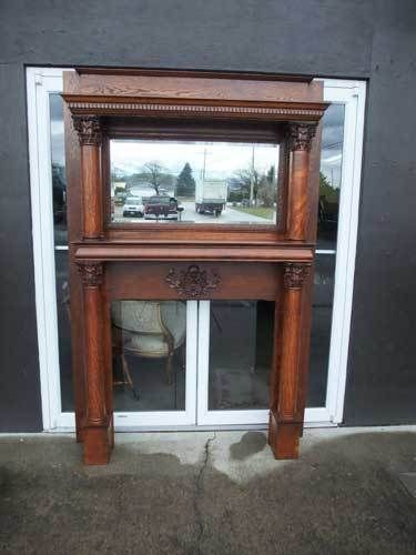 Antique Fireplace Mantels and Surrounds Beautiful C1900 Victorian Tiger Oak Mirror Over Fireplace Mantel or