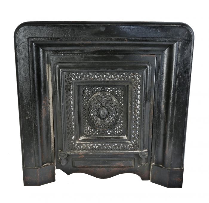1870 s original japanned cast iron salvaged chicago interior residential american victorian fireplace surround with matching summer cover 4v0a2872b 2