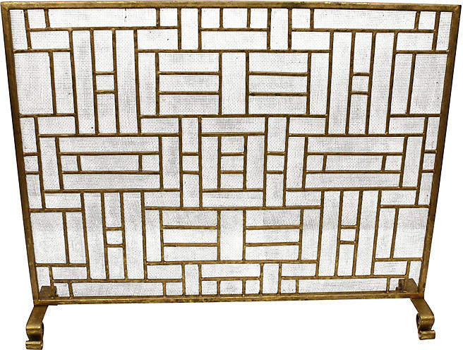 e Kings Lane 39" Litzy Fireplace Screen Italian Gold