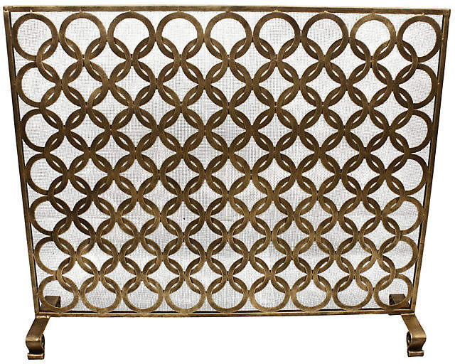 Fireplace Screen ShopStyle e Kings Lane 38" Ariel Fireplace Screen Antiqued Gold