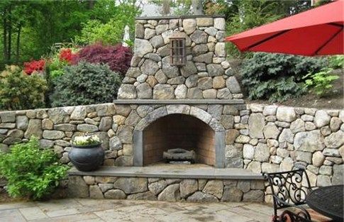 Backyard Fireplace Ideas Best Of Classic Outdoor Corner Fieldstone Fireplace