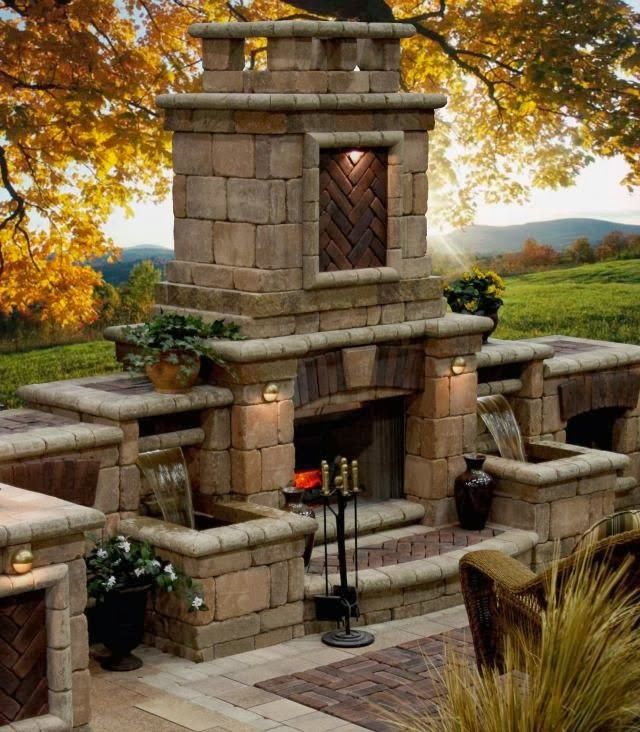 Backyard Fireplace Luxury Outdoor Fireplace with Fountains I Like the Lighting On the