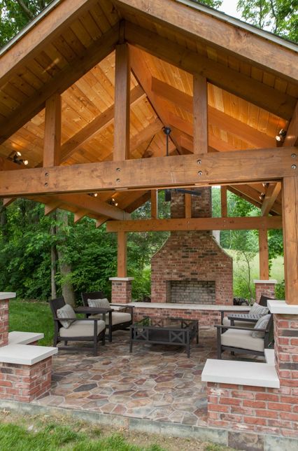 Backyard Pavilion with Fireplace Awesome Pavilion with Fireplace and Gabled Ceiling