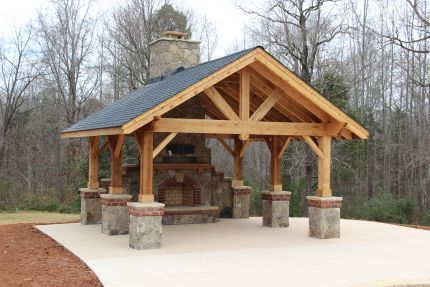 Backyard Pavilion with Fireplace Unique Timberframe Outdoor Living area Love This Would Work for