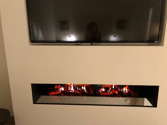 Close up of electric fireplace nice ambiance Picture of close up of electric