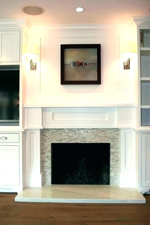 tumbled travertine tile fireplace hearth