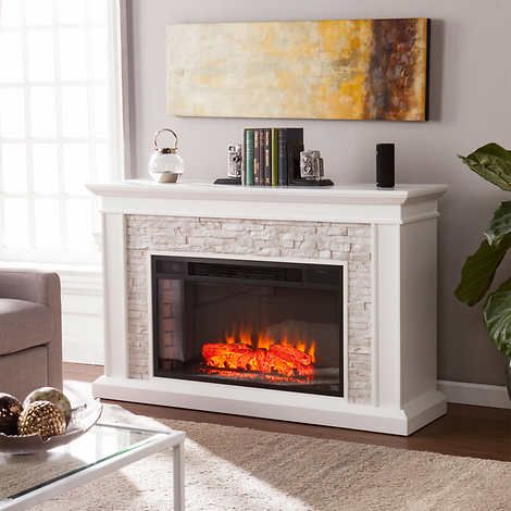 Big Electric Fireplace Elegant Ledgestone Mantel Led Electric Fireplace White