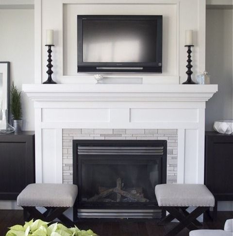 Black Fireplace Mantel Unique Tv Inset Over Fireplace No Hearth Need More Color Tho