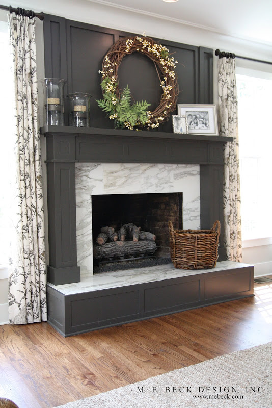 dark gray fireplace fireplace makeover from M E Beck Design Inc
