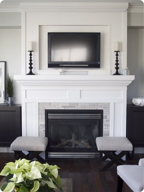 Black Tile Fireplace Unique Tv Inset Over Fireplace No Hearth Need More Color Tho