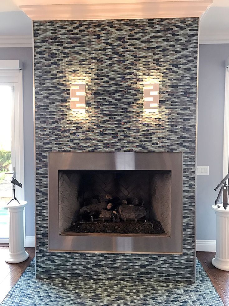 Blue Fireplace Glass New Stunning and Creative Use Of Ripple Stream Blue Wavy Mosaic