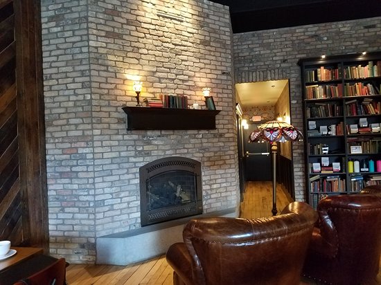 The fireplace at Black Rock Coffee Downtown Portland the fireplace at black