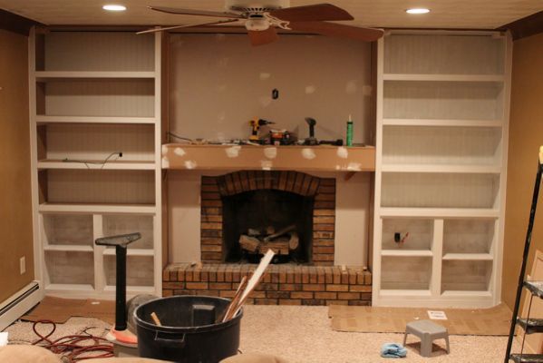 Built In Cabinet Around Fireplace Beautiful 4th Day the Dry Wall is Hung Between Fire Place