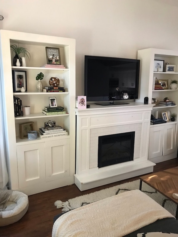 Built In Cabinet Around Fireplace Inspirational Custom Faux Tiled Fireplace and Mantle with Bookshelves