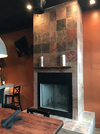 wood burning fireplace