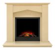 Buy Electric Fireplace Elegant Georgia Fireplace In Beige Stone with Adam Tario Electric Fire In Black 48 Inch