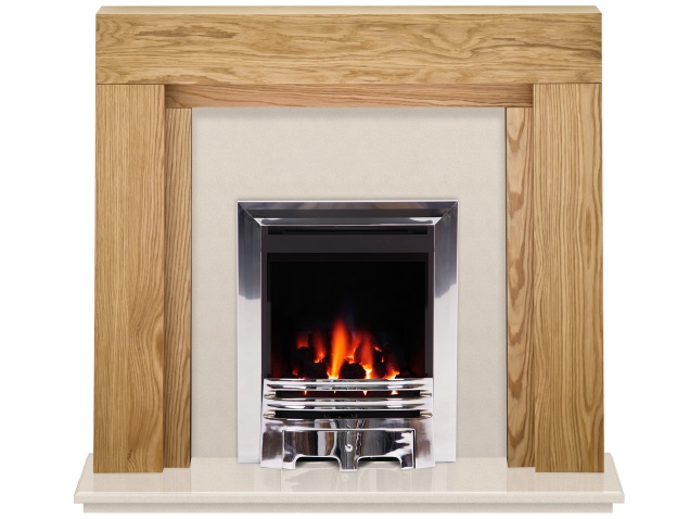 Buy Gas Fireplace Luxury the Beaumont Fireplace In Oak & Beige Stone with Crystal Gem Gas Fire In Chrome 54 Inch