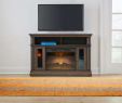 Can You Mount A Tv Over A Fireplace Elegant Flint Mill 48in Media Console Electric Fireplace In Beige Brown Oak Finish