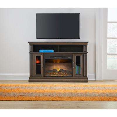 Can You Put A Tv Above A Fireplace Beautiful Flint Mill 48in Media Console Electric Fireplace In Beige Brown Oak Finish