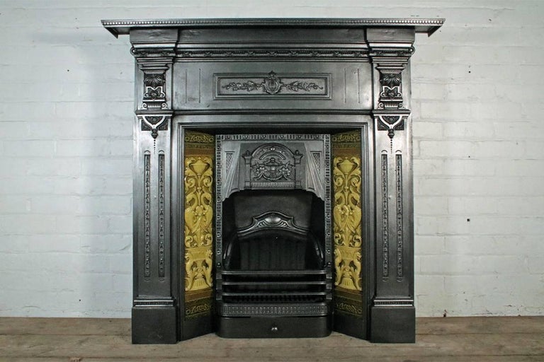 Antique Late Victorian Cast Iron bination Fireplace with 4 922 front master JPG