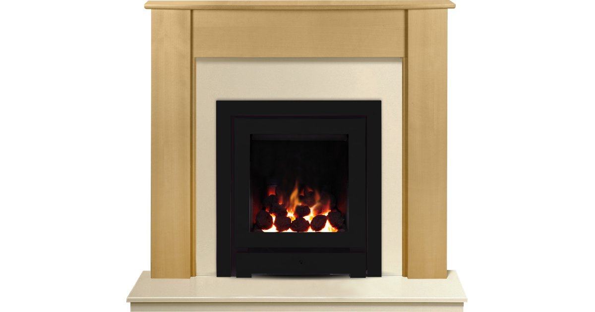 the capri in beech & marfil stone with crystal montana he gas fire in black 48 inch