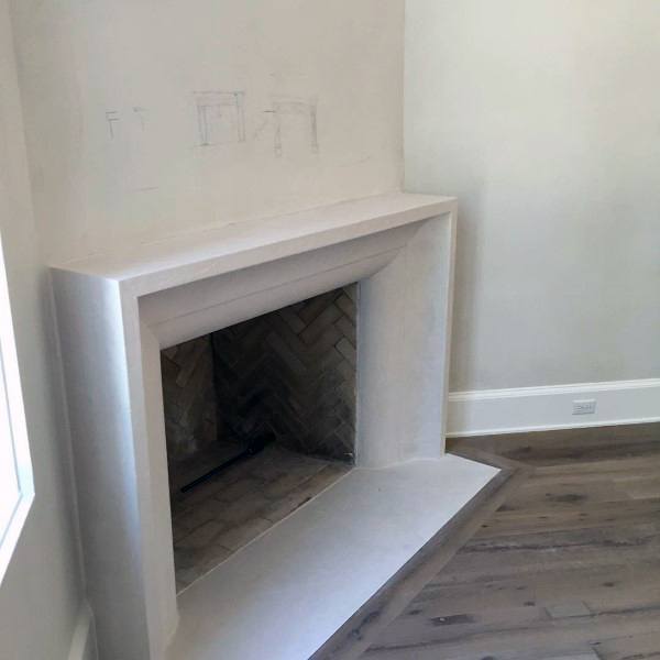 concrete mantel wood burning corner fireplace design