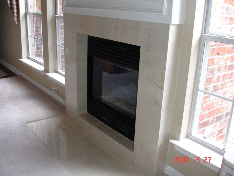 Ceramic Tile Fireplace New Furniture Cream Marble Panel for Electric Fireplace