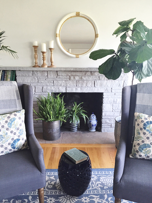 The Inspired Room Stone Fireplace Painted with Chalk Paint Paris Grey by Annie Sloan