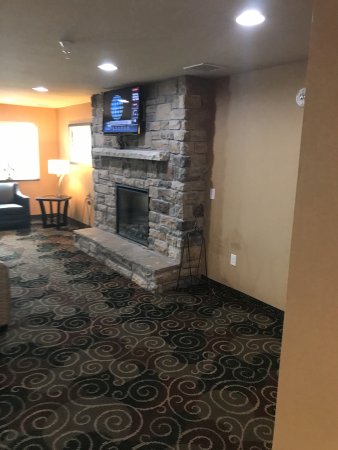 fireplace in lobby