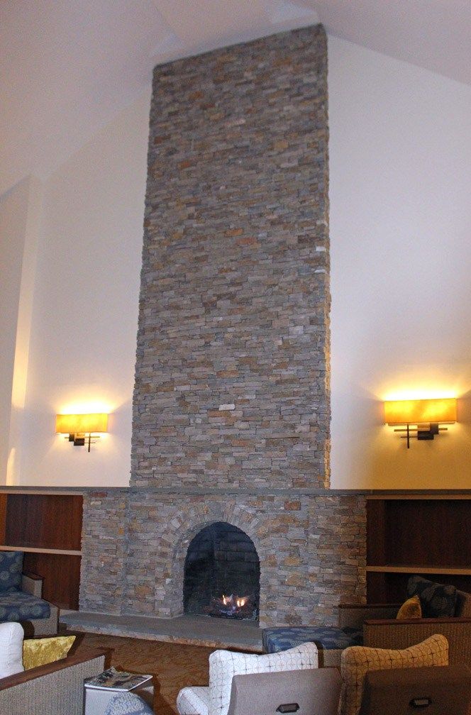 Commercial Fireplace Unique Old World Thinstone Copper and Bluestone