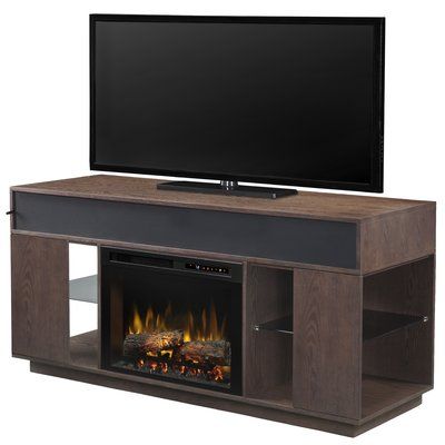 Console Fireplace Luxury Dimplex soundbar and Swing Doors 64 125" Tv Stand with