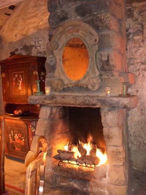 Cooking Fireplace Beautiful Built Out Stone Fireplace