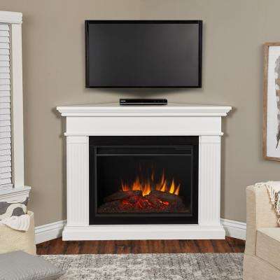 Kennedy Grand 56 in Corner Electric Fireplace in Dark White white real flame corner electric fireplaces 8050e w 64 400 pressed