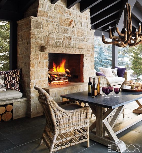 Covered Porch with Fireplace Awesome the Covered Porch Of This Idaho Home is Paved In Gray