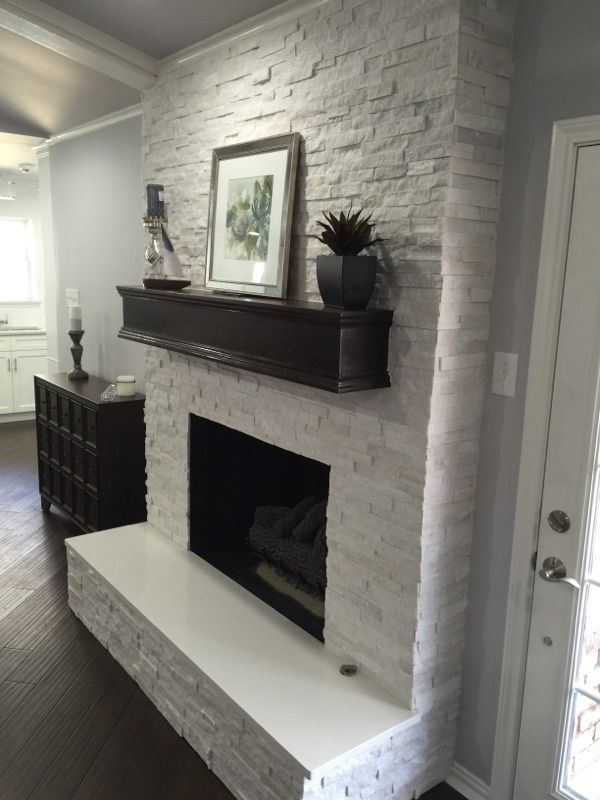 Covering Brick Fireplace with Tile Elegant Fireplace Makeover Crystal White Quartzite 6×24