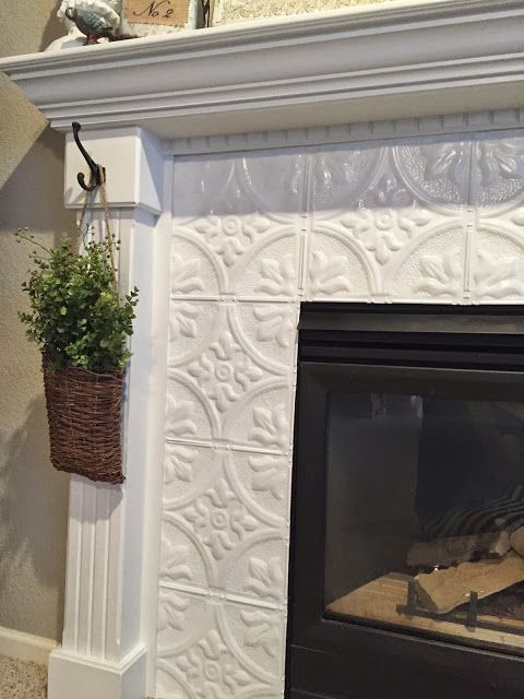 Covering Brick Fireplace with Tile Luxury Fireplace Makeover with Tin Tile Home Makeover