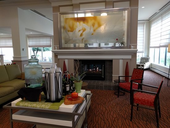The lobby wel ed us with coffee and hot water not shown the lobby wel ed us