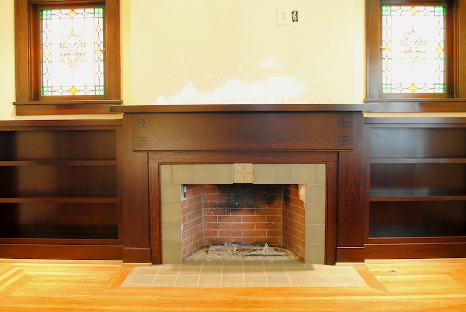 Craftsman Style Fireplace Surround Awesome Craftsman Style Mantel & Bookcases