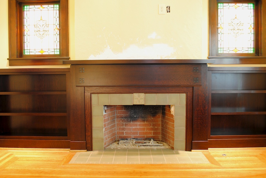 Craftsman Style Fireplace Surround Lovely Craftsman Style Mantel & Bookcases