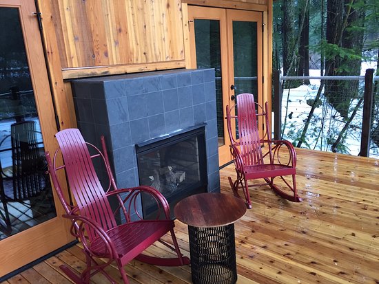 outdoor fireplace deck