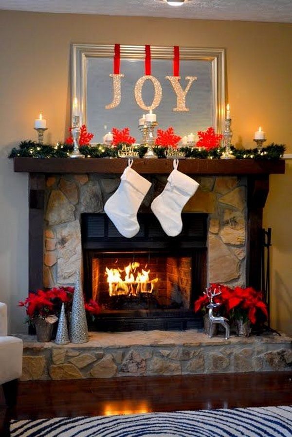 Simple Beautiful Holiday Mantel DIY JOY Letters 34e00d43cdfc8be ee5da8808f