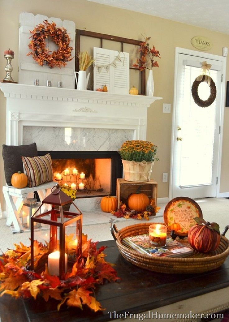 Decorating Ideas for Living Room with Fireplace Unique Rust Colored Fall Fireplace Decor Idea 14 Cozy Fall