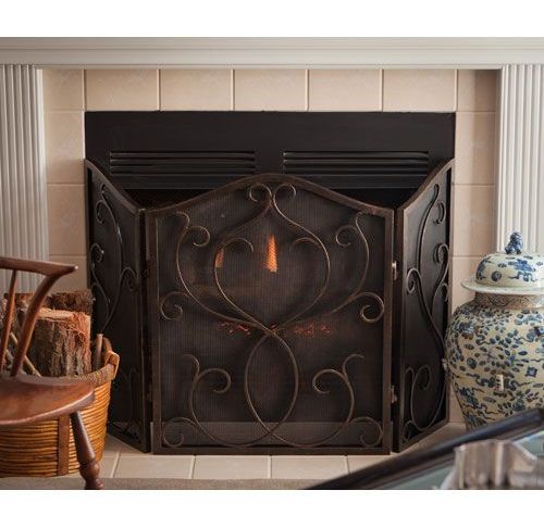 Decorative Fireplace Screens Inspirational Dessau Home Bronze Flare Scroll Mesh Firescreen Me2276