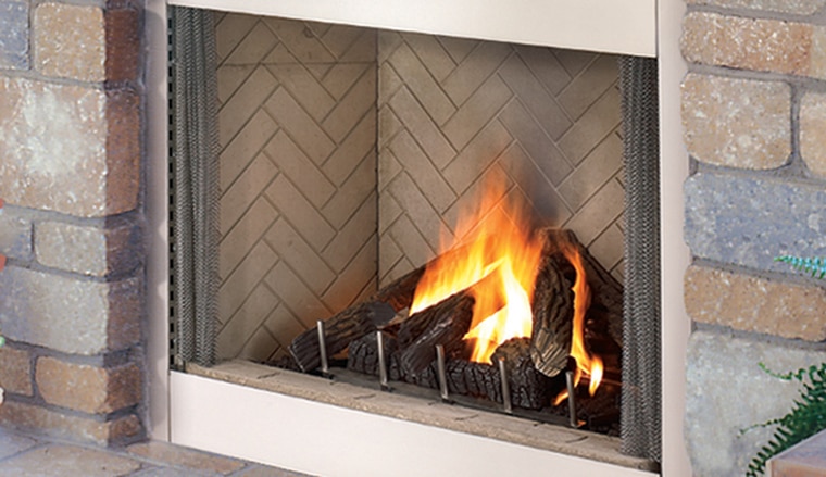 Superior 36" Stainless Steel Outdoor Gas Fireplace Front Open VRE4300 02