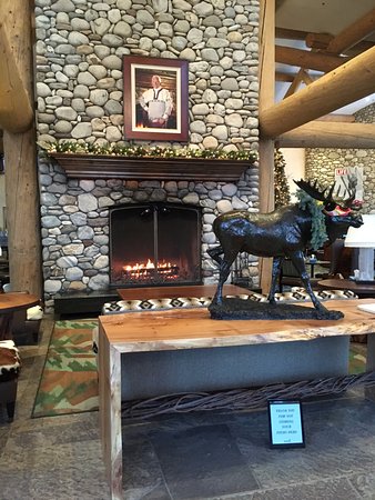 Fireplace inside the front door of the River Run lodge fireplace inside the